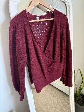 Old Navy Open-Front Knit Sweater Wrap in Wine Red